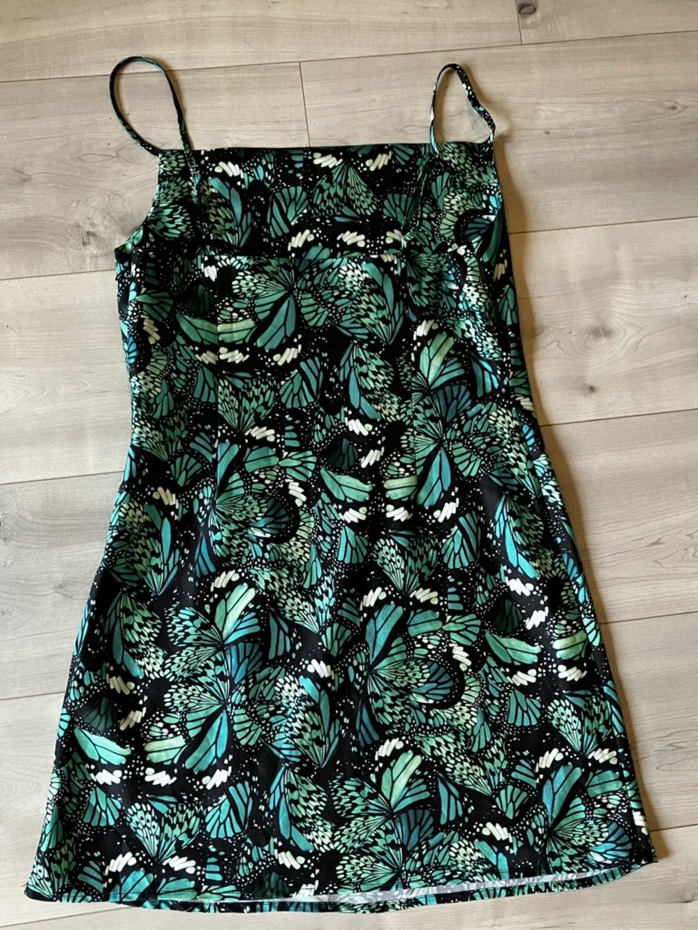 Simons Teal and Black Butterfly-Print Mini Dress in size medium - Picture 11 of 13
